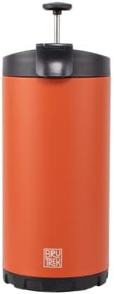 BruTrek Steel Toe 3.0 Travel Coffee Press - Brew 20 fl.oz On The Go - No Spill Lid, Double Wall Vacuum Insulated Stays Hot for Hours, French Press Coffee (Red Rock)