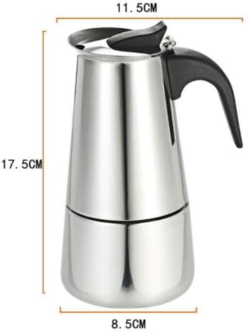Espresso Coffer Maker Stainless Steel Moka Coffee Pot With Electric Stove Stovetop Expresso Percolator Easy To Clean Italian Cooker Induction Portable Cafeteria Classic Cafe Silver (4 cup)