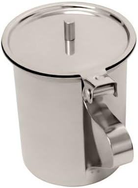 Stainless Steel Creamer Dispenser with Handle, 10 oz, Flat Lid Stackable, Mirror Finish (1, Non Stackable Server)