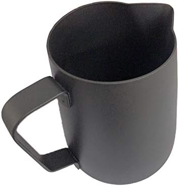 Espresso Milk Frothing Pitcher, 12 oz 20 oz, Stainless Steel Milk Jug Milk Frother Cup, Inner and outer coating, For Latte Art Coffee Machine Tool Steaming Pitcher(12 oz, Black)