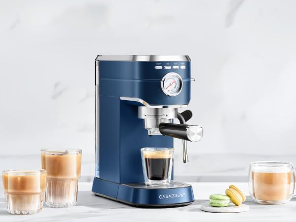 CASABREWS Espresso Machine 20 Bar, Professional Espresso Maker with Milk Frother Steam Wand, Espresso Coffee Machine with 34oz Removable Water Tank, Gift for Coffee Lovers, Coffee Gift, Sapphire Blue