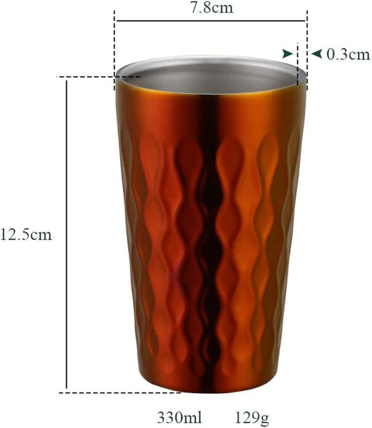 10oz Stainless Steel Cup Set, 6Pcs Double Wall Metal Cup,Vacuum Stackable Insulated Portable Drinking Tumblers Unbreakable Glasses,for Home Outdoor Restaurant (Orange Red)