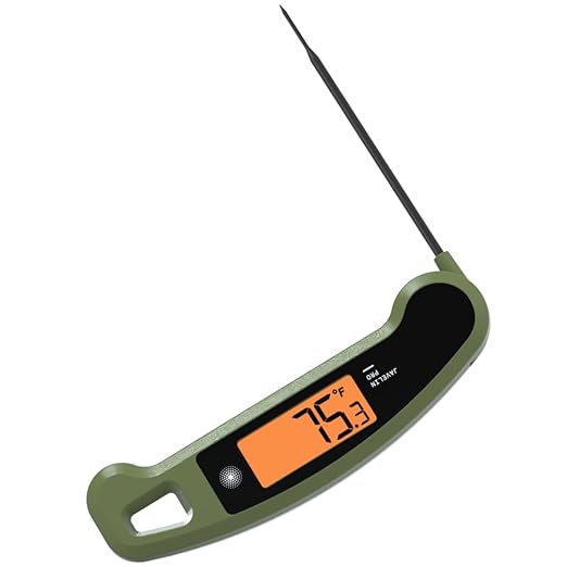 Lavatools Javelin® PRO Classic Ultra-Fast 2-Second Professional Digital Instant Read Meat Thermometer for Grill and Cooking, Auto-Rotating Backlit Display, IP65 Water Resistant – Olive