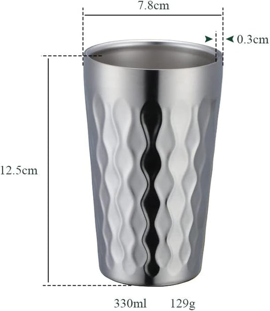 10oz Stainless Steel Cup Set, 2Pcs Double Wall Metal Cup,Vacuum Stackable Insulated Portable Drinking Tumblers Unbreakable Glasses,for Home Outdoor Restaurant(Silver)