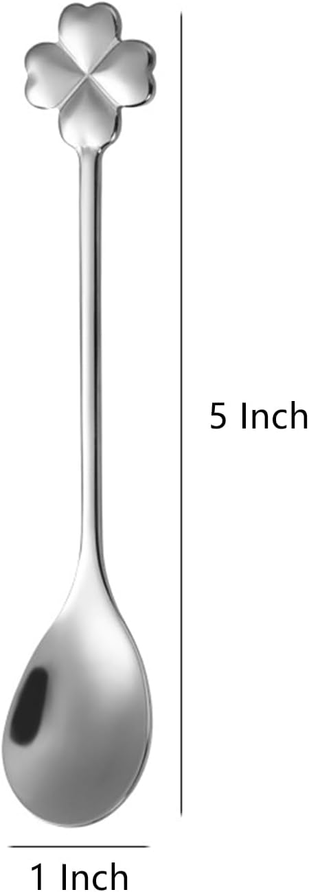 Stainless Steel Coffee Dessert Spoon, Cute Demitasse Spoon for Stirring, Creative Flower Sugar Spoon, 4 Pieces