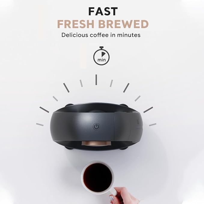 Automatic Coffee Maker for Home 240ml Drip Coffee Brewer 1400W Mini Americano Coffee Machine, 185℉ Constant Temperature, Silent, Compatible with K-Cup Pods and Ground Coffee(Grey)