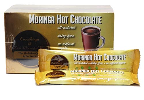 COCORINGA Moringa Hot Chocolate Cacao (LARGE box) First Natural Keto Non-dairy Hot Cocoa, Caffeine Free, Low Carb, High Protein, Sugar Free,