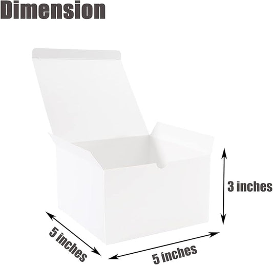 Frantis White Gift Boxes - 20 Pack Small Gift Box with Lids (5x5x3 inch) for Party, Christmas, Wedding Occasions - Easy to Assemble with 24 Thank You Stickers