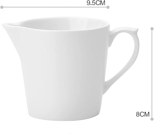 CHOOLD Pure White Ceramic Creamer With Handle, Coffee Milk Serving Pitcher, Sauce Pitcher for Kitchen - 8 OZ-A