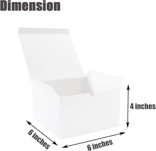 Frantis White Gift Boxes 20 Pack 6x6x4 inch Small Gift Box with Lids for Weddings, Christmas, Ornaments, Bridesmaid Boxes Easy to Assemble Includes 24 Thank You Stickers