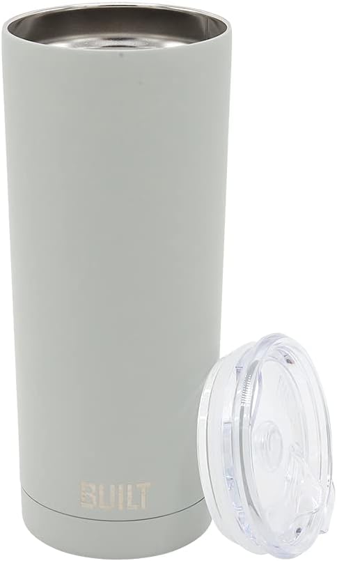 Built 20 Ounce Double Wall Vacuum Sealed Stainless Steel Coffee and Water Tumbler Easy to Clean Tritan Lid with Rotating Splash Guard, Storm Gray,5286360 (Pack of 9)