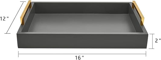 40cm x30cm Serving Trays with Handles, Grey Decorative Serving Tray, Ottoman Trays, Living Room, Bathroom, and Outdoors Decorative Trays (Charcoal)