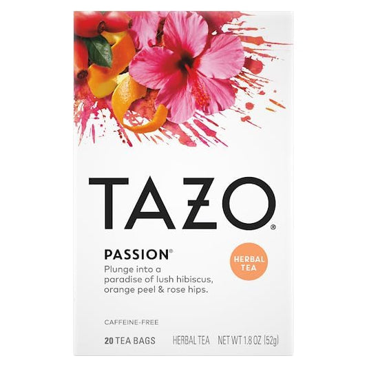 TAZO Tea Bags, Passion, Pumpkin Chai, Vanilla Caramel Chai, Wild Sweet Orange, Peachy Green, 20 CT (1ea) (Variety Pack)