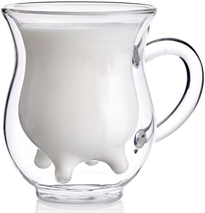Double Wall Glass Cup - Creative Cup Cute Calf Insulated Mugs Thermo Coffee Milk Cups Creamer Pitcher (250 ml/8.45 oz)