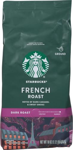 Starbucks Ground Coffee,Dark Roast Hot or Iced Coffee,French Roast,18 oz,(Pack of 2)