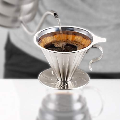 Vila Coffee Filter, Fine Mesh Coffee Maker, Stainless Steel Pour Over Coffee Dripper, Reusable, Lightweight, Paperless, Fits Standard Sized Coffee Pots and Cups