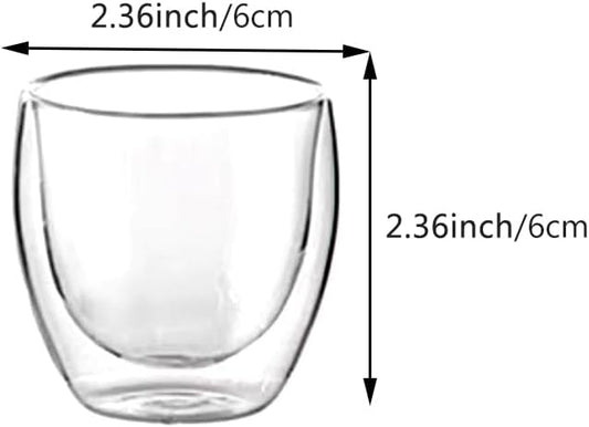 6pcs Double Wall Espresso Cups, 3 Ounce Glass Coffee Mugs, Clear Espresso Shots, Insulated Small Demitasse Cups for Cappuccino Latte Tea(COLOR:Transparent)
