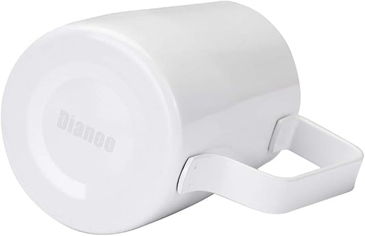 Espresso Steaming Pitcher, Espresso Milk Frothing Pitcher Stainless Steel, Coffee Latte Art Cup 14.2 OZ (420ml) White