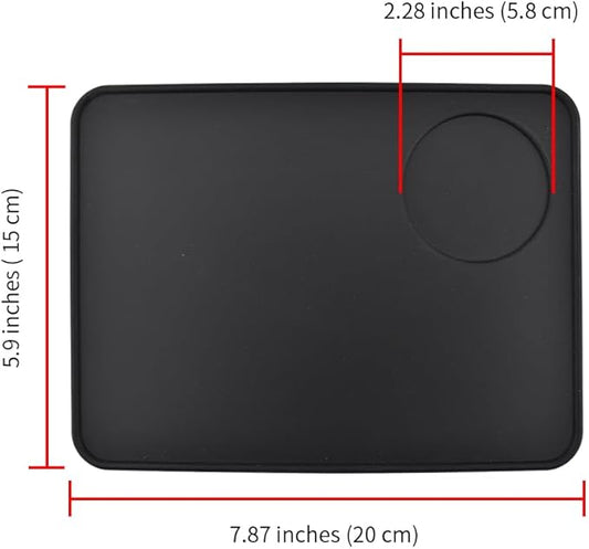 Acoeitl Non-Slip Silicone Espresso Coffee Tamper Mat 5.9x7.87inch Coffee Powder Pad Coffee Press Counter Mat Espresso Machine Tamp Mat Tamping Mat for Barista Tools and Accessories (Black)