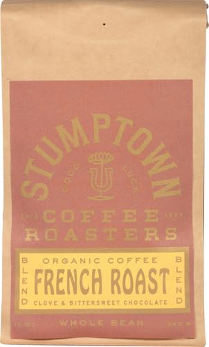 Stumptown Coffee Roasters, Dark Roast Organic Whole Bean Coffee - French Roast 12 Ounce Bag with Flavor Notes of Clove and Bittersweet Chocolate (Pack of 2)