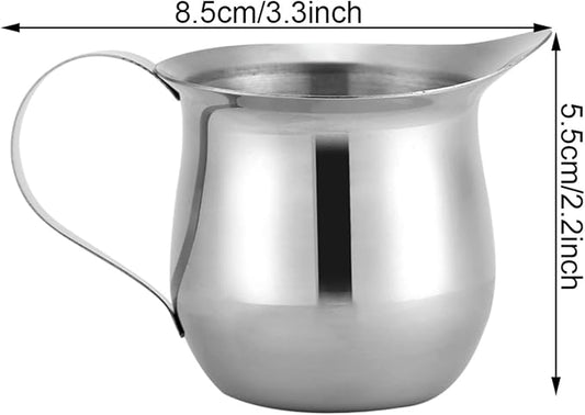 Joyzan Stainless Steel Bell Creamer, Espresso Shot Frothing Pitcher Cup Handle 3oz Serving Cream Pouring Spout Jug Coffee Latte Tea Milk Jam Maple Syrup Sauce Salad Dressing Restaurant Kitchen Art