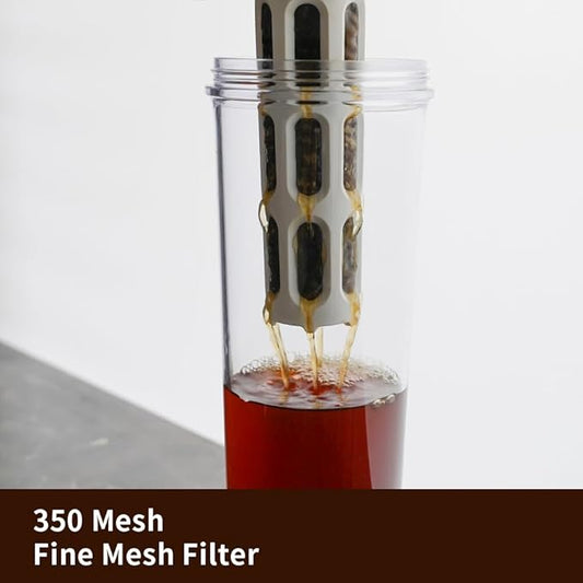 watchget Portable Cold Brew Coffee Maker 34oz/1L Iced Coffee Maker and Tea Brewer Leak-Proof Removable Fine Mesh Filter Perfect for Outdoor Camping Trip (White)