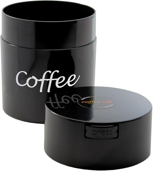 Coffeevac 1/2 LB – Patented Airtight Container | Multi-use Vacuum Container Works as Smell Proof Containers for Ground Coffee and Coffee Bean Containers. Black with Logo