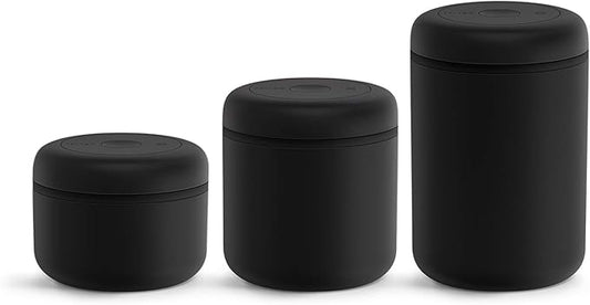 Fellow Atmos Vacuum Coffee Canister & Food Storage Container - 0.7 Liter Canister holds up to 11 oz of Coffee Beans - Airtight Food Storage Containers - Coffee Containers - 0.7 Liter - Matte Black