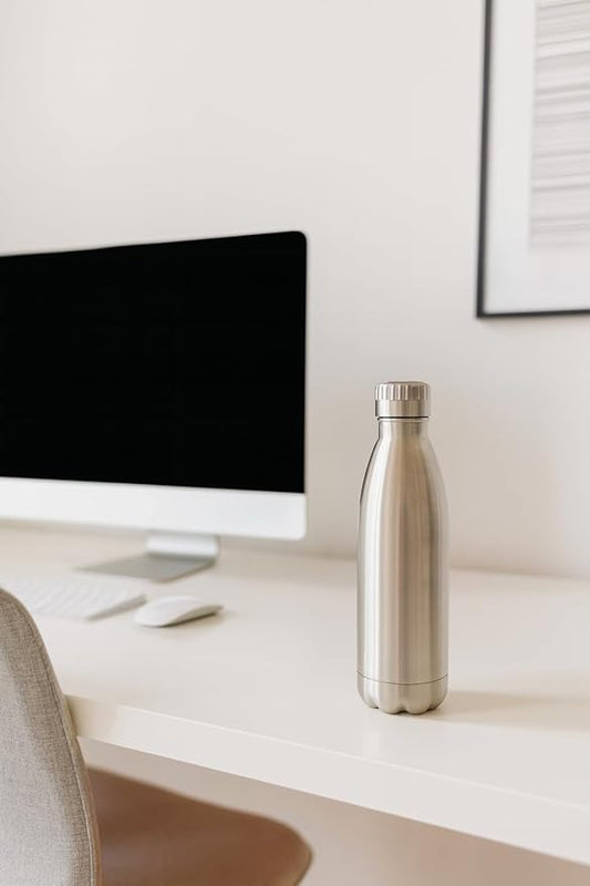 Minimalist Stainless Steel Water Bottle - 17oz Vacuum Insulated Bottle - Double Wall Copper Lined Flask - Leak Proof & Sweat Free - Classic Travel Canteen for Office & Gym by Vastigo