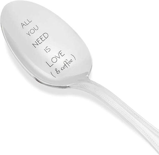 Couples Gift for him or her, All you need is love and coffee engraved Stainless Steel Spoons for coffee lover, birthday gifts, 7 inch