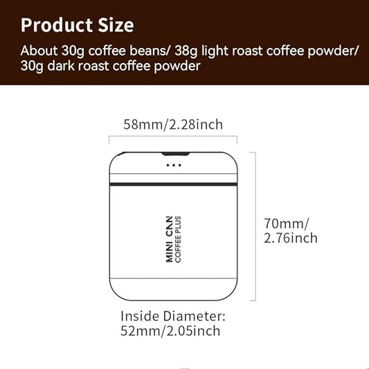 watchget Portable Mini Airtight Coffee Canister for 1cup - Stainless Steel Coffee Bean Storage with CO2 Releasing Valves, Compact and Travel-Friendly Container for 1oz/30g Beans, Grounds, Dark
