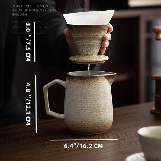 Pour Over Coffee Maker,Ceramic Coffee Maker With 100 pcs Paper Filter,16oz/480ml Pour Over Coffee Dripper (Off White)