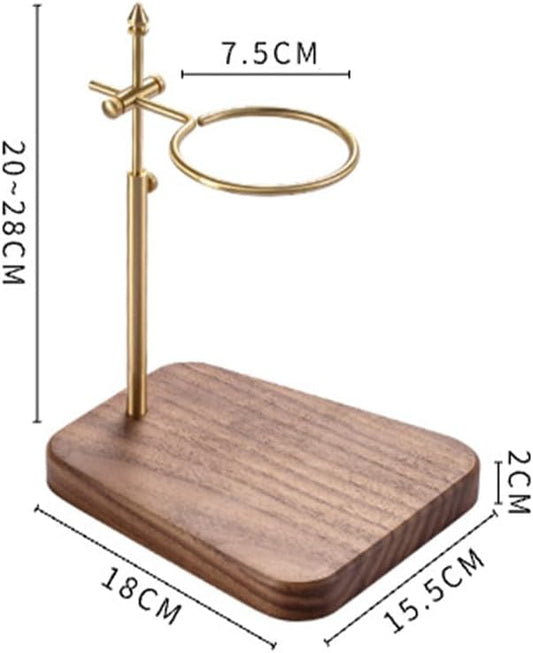 Pour Over Stand Coffee Station, Pure Copper Pour Over Coffee Dripper Height Adjustable Filter Stand with Walnut Wooden Base for Coffee Beer Drink Maker (pure copper with walnut base)