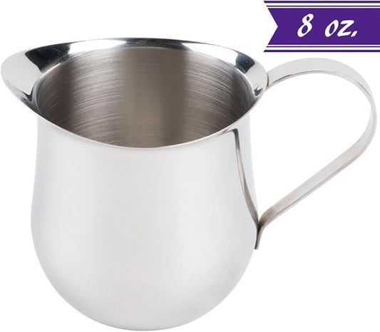 Betolla (6 Pack) 8 oz Stainless Steel Bell Creamer – Bell-Shaped Mini Pitchers for Serving Cream, Milk, Syrups & More