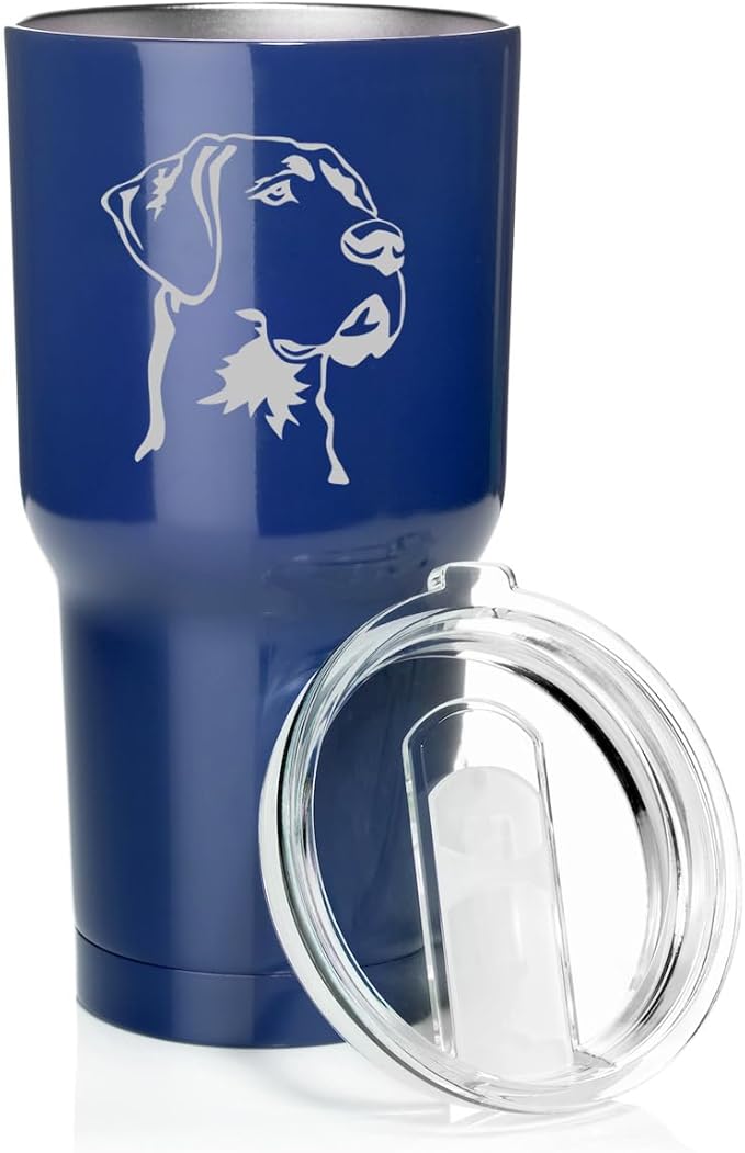 Smooth Body Tumbler Stainless Steel Vacuum Insulated Travel Mug Cup Gift Great Dane Face (Blue, 30 oz)