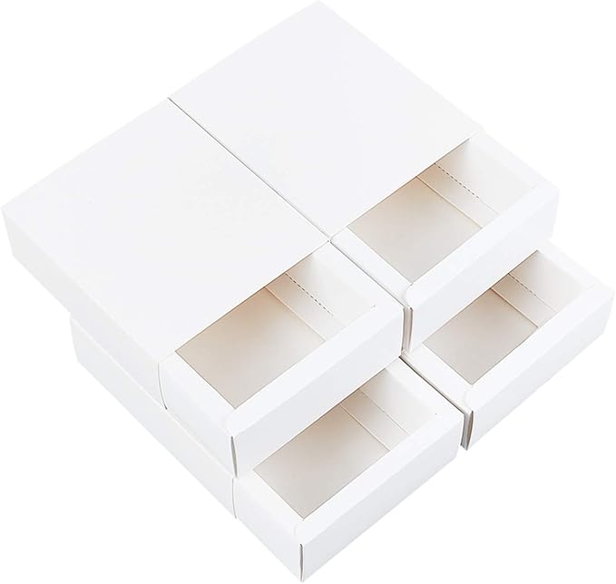 BENECREAT 20 Pack Kraft Paper Drawer Box 4.5x3x1.7" Festival Gift Wrapping Boxes Soap Jewelry Candy Weeding Party Favors Gift Packaging Boxes, White