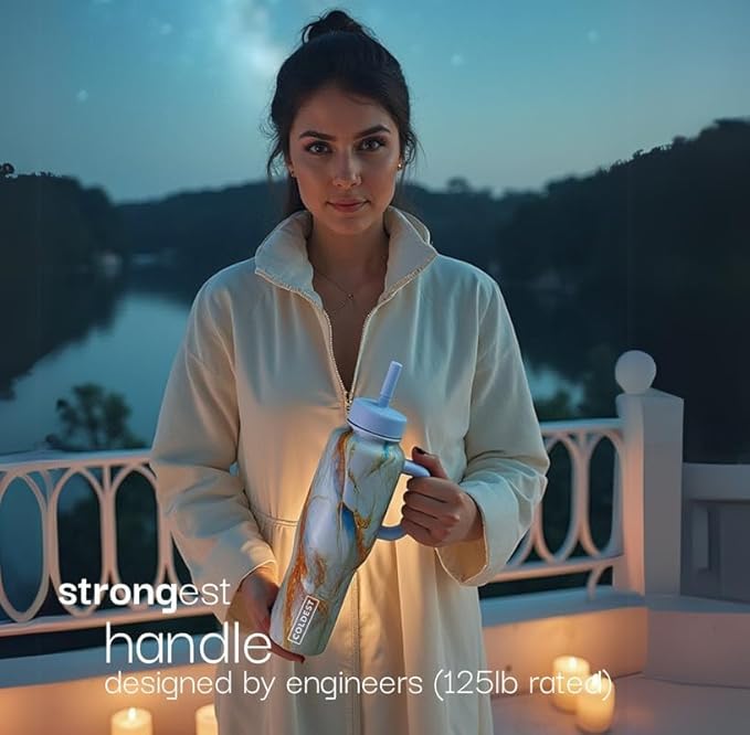 Coldest Tumbler with Handle and Straw, 100% Leak Proof Insulated Tumbler with Lid and Straw (3 Lids), Stainless Steel Tumblers for Women & Men, Cup Holder Friendly, 46 oz (Camouflage Flag)