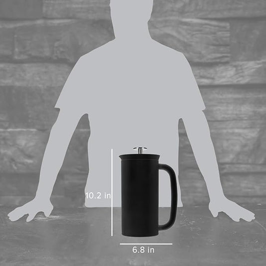 ESPRO P7 French Press Stainless Steel 304 – Patented Double Walled Micro-Filter Insulated French Press Coffee Maker, Grit-Free Brew - Heat Resistant BPA Free Coffee Maker - Matte Black (32oz)