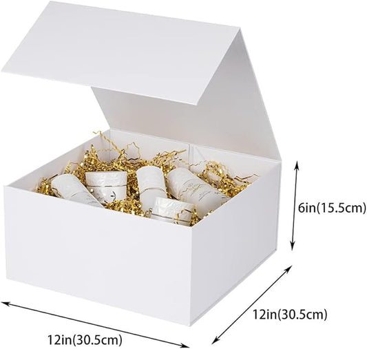 White Gift Boxes 16 Pack,Large Gift Boxes in Bulk, Collapsible Gift Box with Lid Magnetic Closure, Packaging for Small Business, Parties (White 12x12x6 inch Pack of 16)