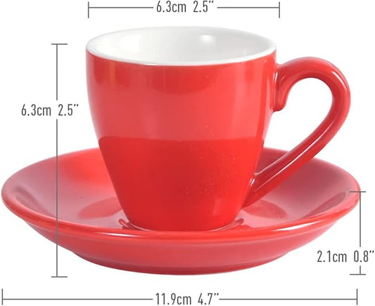 ionEgg Porcelain Espresso Cup with Saucer, Espresso shot Cup, 80ml/2.7Oz, Red…