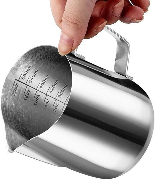 Stainless Steel Milk Frothing Pitcher Cappuccino Pitcher Pouring Jug Espresso Cup Creamer Cup for Latte Art, 20 Ounce (600 ML)