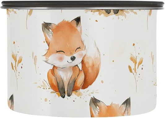 ALAZA Cute Fox Watercolor Airtight Coffee Bean Canister 900ml Food Storage Containers with Lids For Gournd, Tea, Sugar, Flour, Rice, Cereal, Candy Cookie Jar