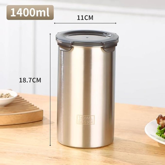 Stainless Steel Vacuum Seal Coffee Canister With Clear Lid, Airtight Food Storage Container With Locking Clamp for Coffee Beans, Tea, Cereal, Nuts (304 Steel With Clear Lid, 47 fl oz / 1400ml)