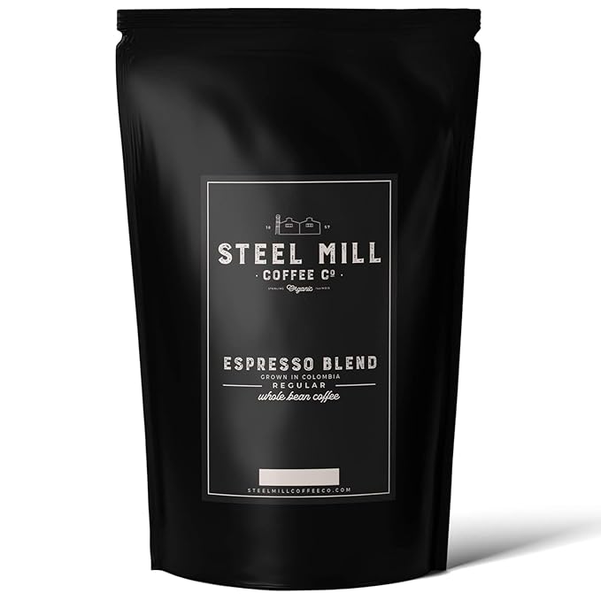 Steel Mill Coffee Co. | Espresso Blend | Gourmet Coffee | 2 LB Bag | Whole Bean | Dark Roast | Beans from Central and South America | 100% Arabica Beans