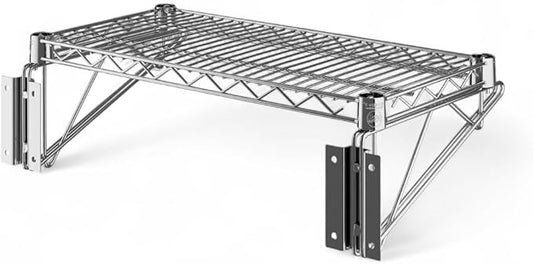 14" x 24" Chrome Wall-Mounted Wire Shelf with Epoxy Coating, Heavy-Duty Steel Storage Rack, NSF Certified, Easy Installation, Open Wire Design for Kitchen, Garage, or Utility Storage