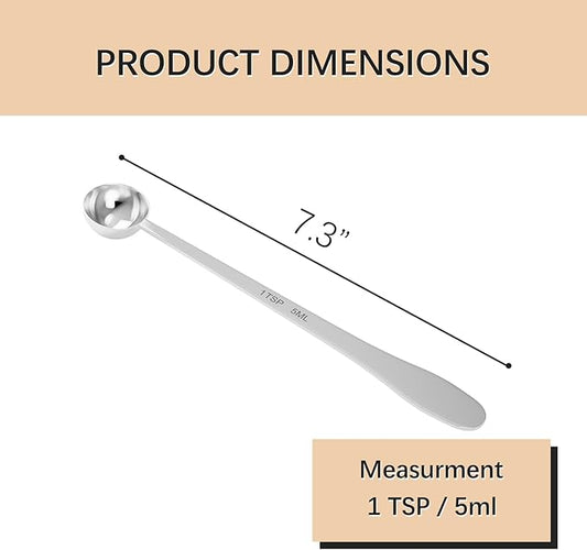 BERYLER 1PCS 1 Teaspoon(1tsp, 1/3tbsp, 5 ml) Single Measuring Spoon, Extra-long Handle Individual Measure Scoop, Stainless Steel Spoons Only