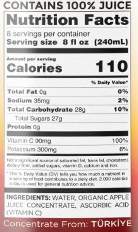 Pure Anatolia Organic Apple Juice – USDA Organic, No Added Sugar, Non-GMO, 64 fl oz