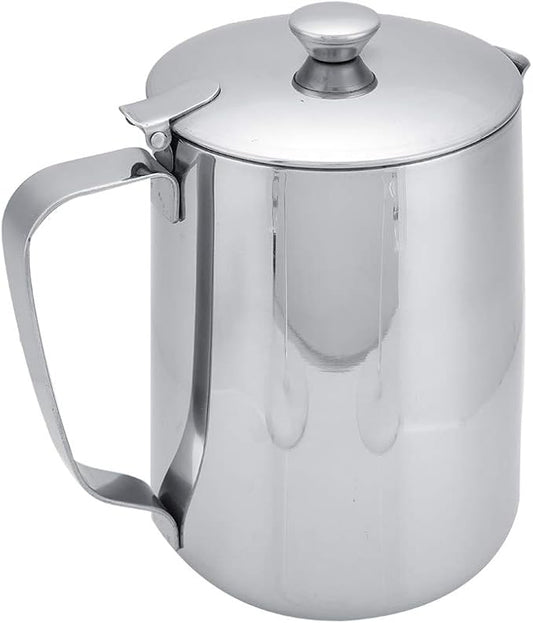 Stainless Steel Milk Frothing Pitcher, Stainless Steel Coffee Cup Mug Milk Frothing Pitcher Jug with Lid for Latte Coffee Art for Office Kitchen with handle(1500ML)