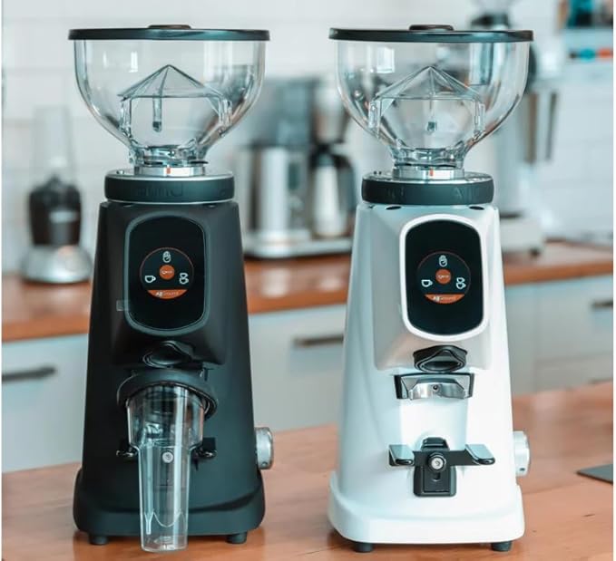 Fiorenzato All Ground Burr Grinder/Coffee Grinder for Home/Burr Coffee Ginder/Electric Coffee Ginder/Coffee Bean Grinder - 64mm flat burrs with Container - Made in Italy (BLACK)