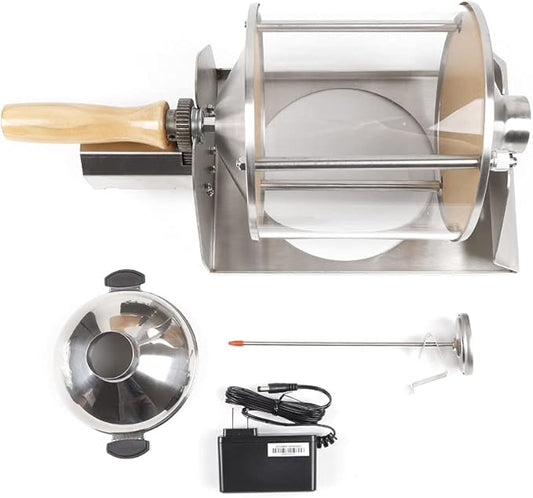 Commercial Coffee Bean Roaster, 0.88LBS Coffee Beans Gas Burner Coffee Roaster Machine, Stainless Steel Automatic Roasting Machine for Home Use